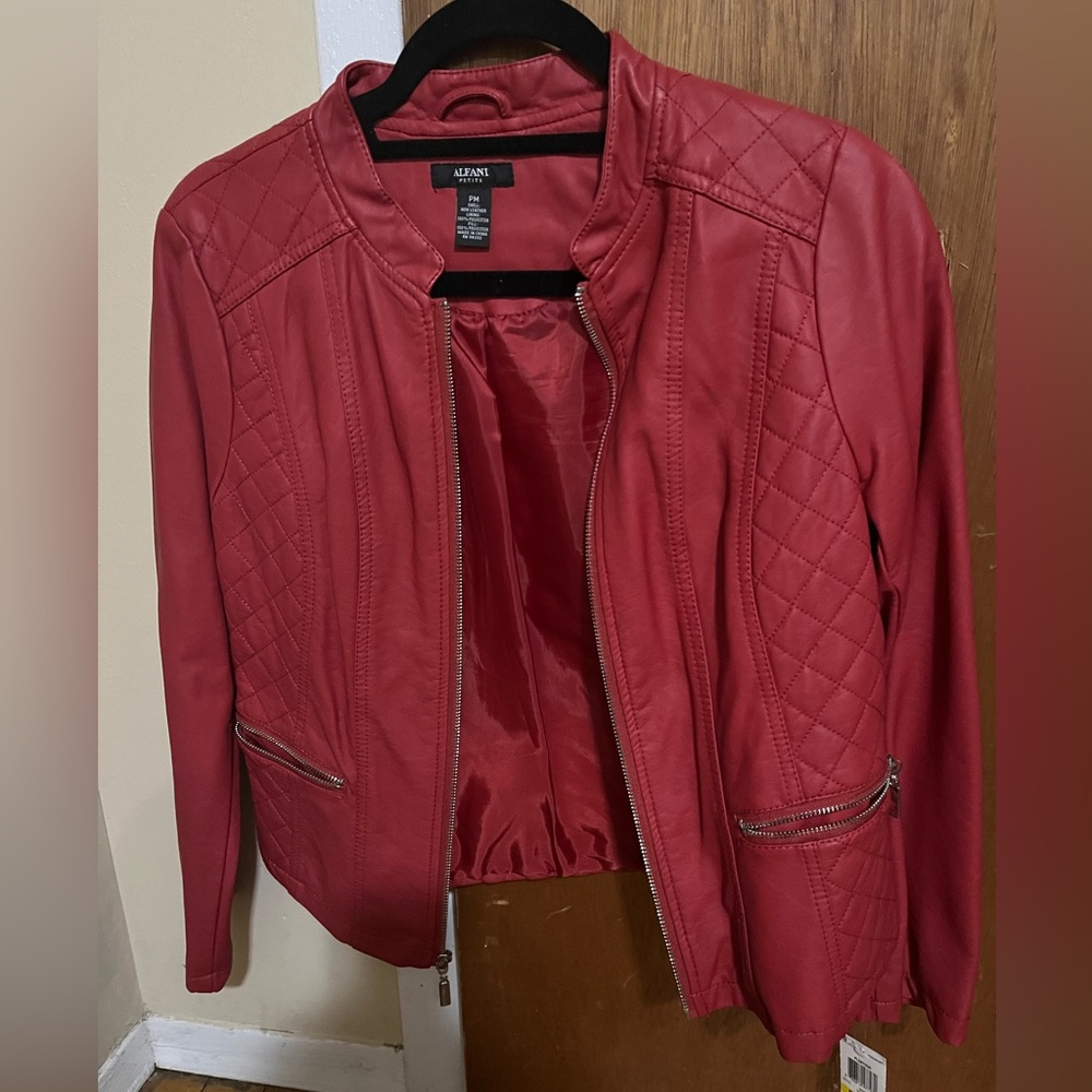 Alfani Women's Red Leather Jacket